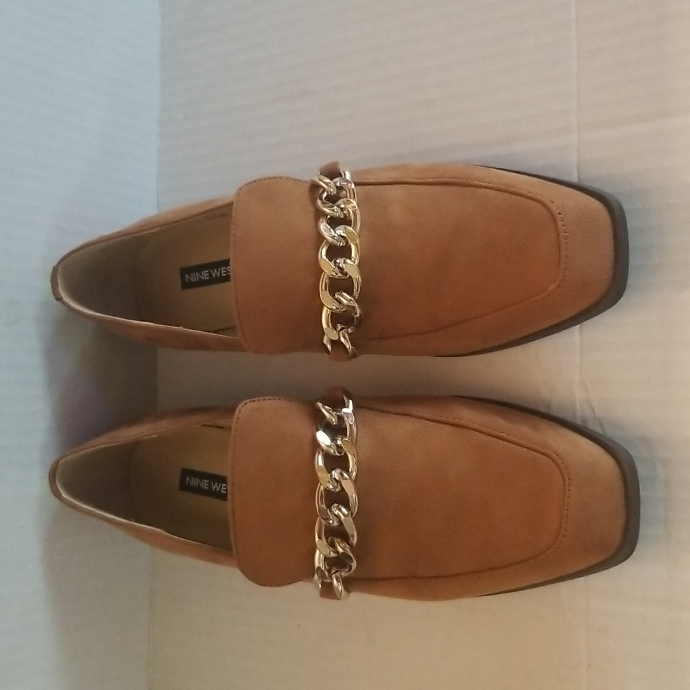 NINE WEST ‘Oriah’ Loafers, Gold Chain Detail | Size 8.5 |NWB!